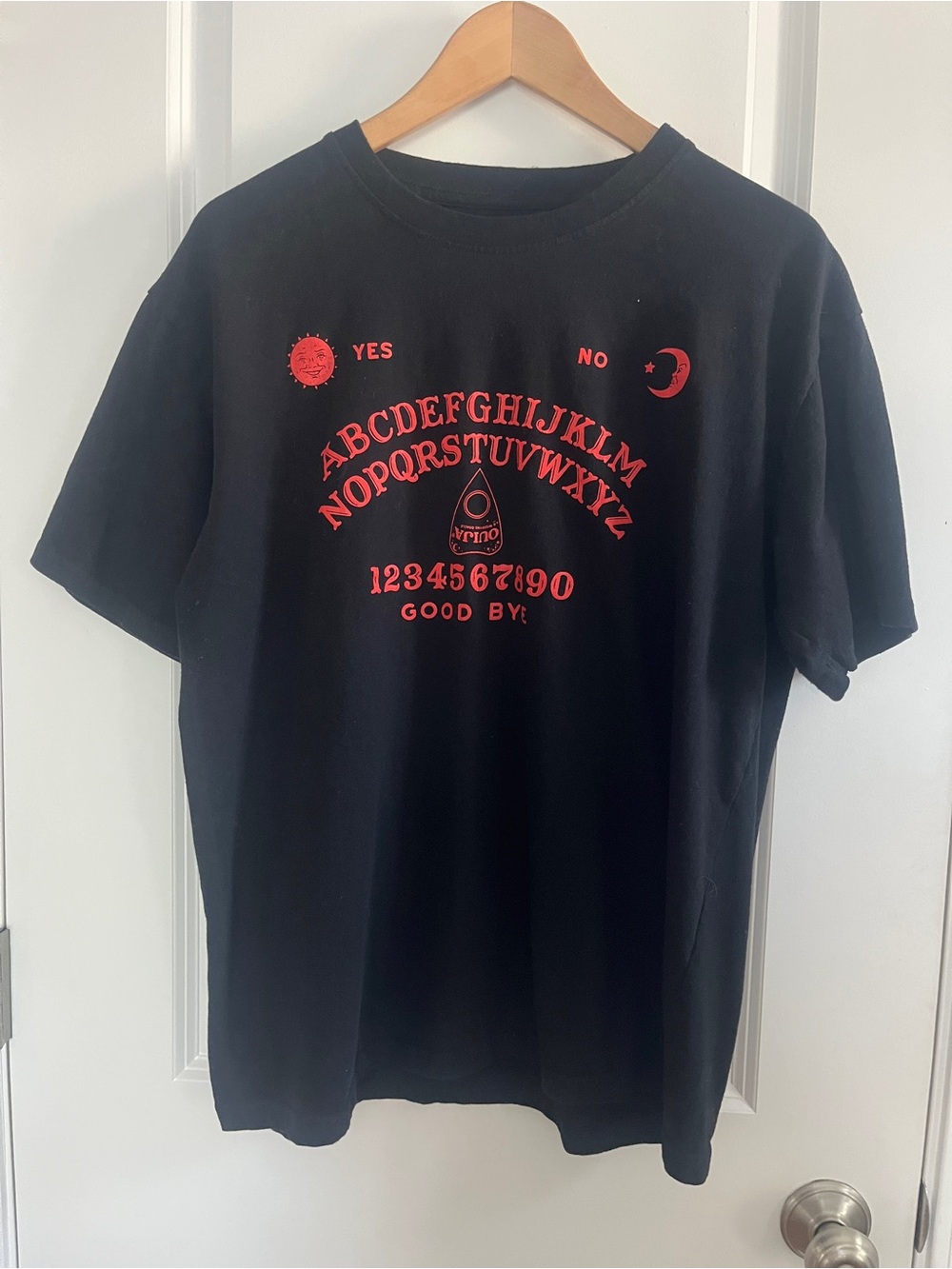 Women’s Black Short-Sleeve Tee with Red Ouija Graphic